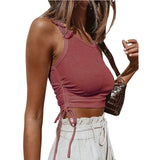 Knitted Khaki White Summer Women Tops Sexy Crop Vest Solid Fashion Korean Female Off Shoulder Fashion Ribbed Tank Tops G1653