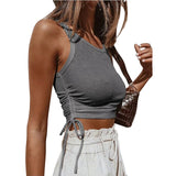 Knitted Khaki White Summer Women Tops Sexy Crop Vest Solid Fashion Korean Female Off Shoulder Fashion Ribbed Tank Tops G1653