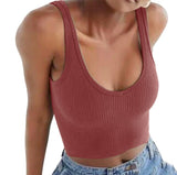 Knitted Khaki White Summer Women Tops Sexy Crop Vest Solid Fashion Korean Female Off Shoulder Fashion Ribbed Tank Tops G1653