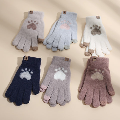 Knit gloves girls winter students warm and cold lovely thickened touch screen gloves winter gloves women