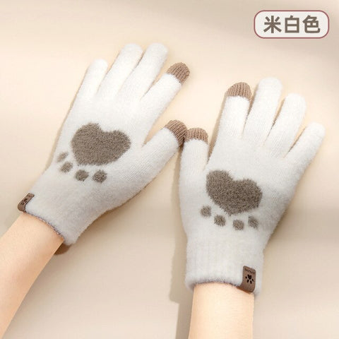 Knit gloves girls winter students warm and cold lovely thickened touch screen gloves winter gloves women