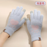 Knit gloves girls winter students warm and cold lovely thickened touch screen gloves winter gloves women